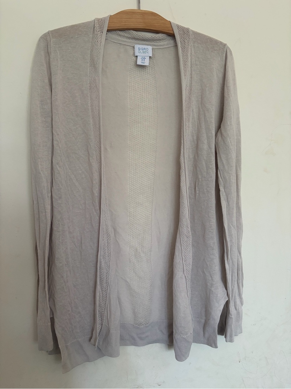 Sigrid Olsen Linen Blend Lightweight Patterned Open Cardigan Knit - Flawed